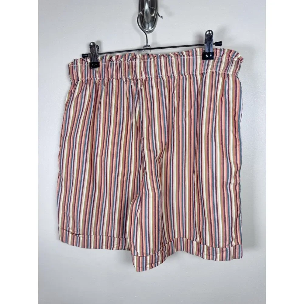 Madewell Womens Drawstring Shorts Pull On Mid Length High Rise Rainbow Stripe S - Picture 4 of 10